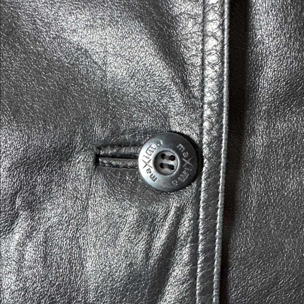 Maxima by Wilsons button down black leather jacket M - Picture 6 of 12